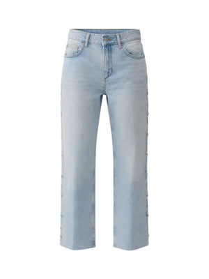 Liu Jo Jeans Donna Vita Alta Denim Chiaro con Cut Out Strass e Gamba Dritta - UA6319 D0340 77258