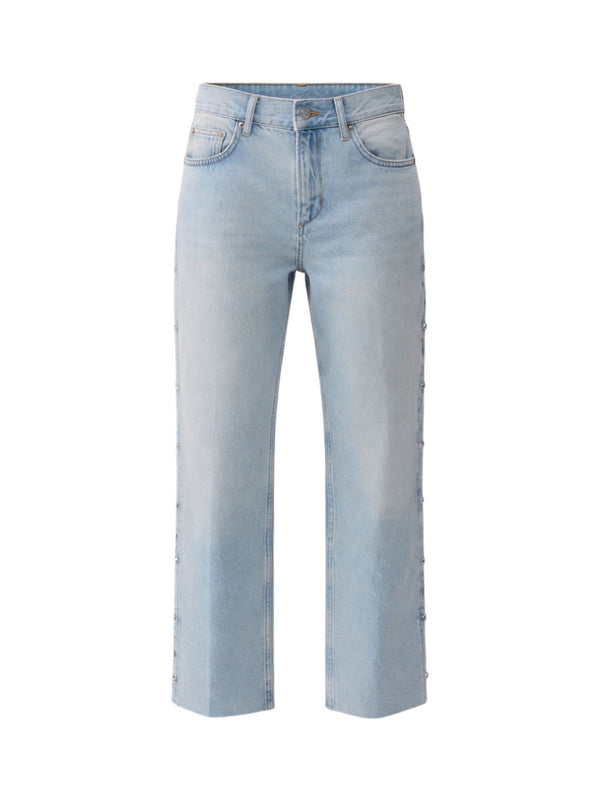 Liu Jo Jeans Donna Vita Alta Denim Chiaro con Cut Out Strass e Gamba Dritta - UA6319 D0340 77258