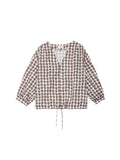Ottodame Blusa Donna a Pois in cotone Latte e Marrone DC5275