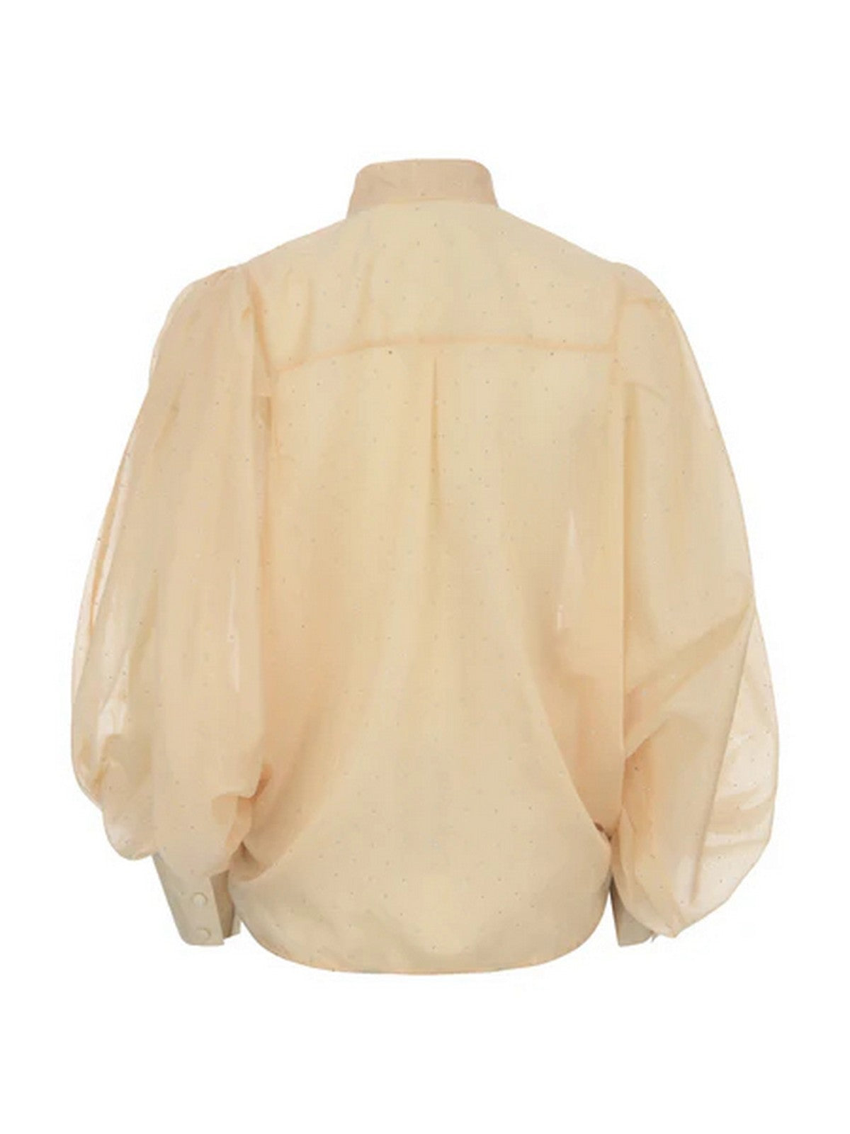 Camicia Donna Actualee Beige Cipria con Fiocco al Collo e Maniche a Sbuffo  Art. 16148 CA000612