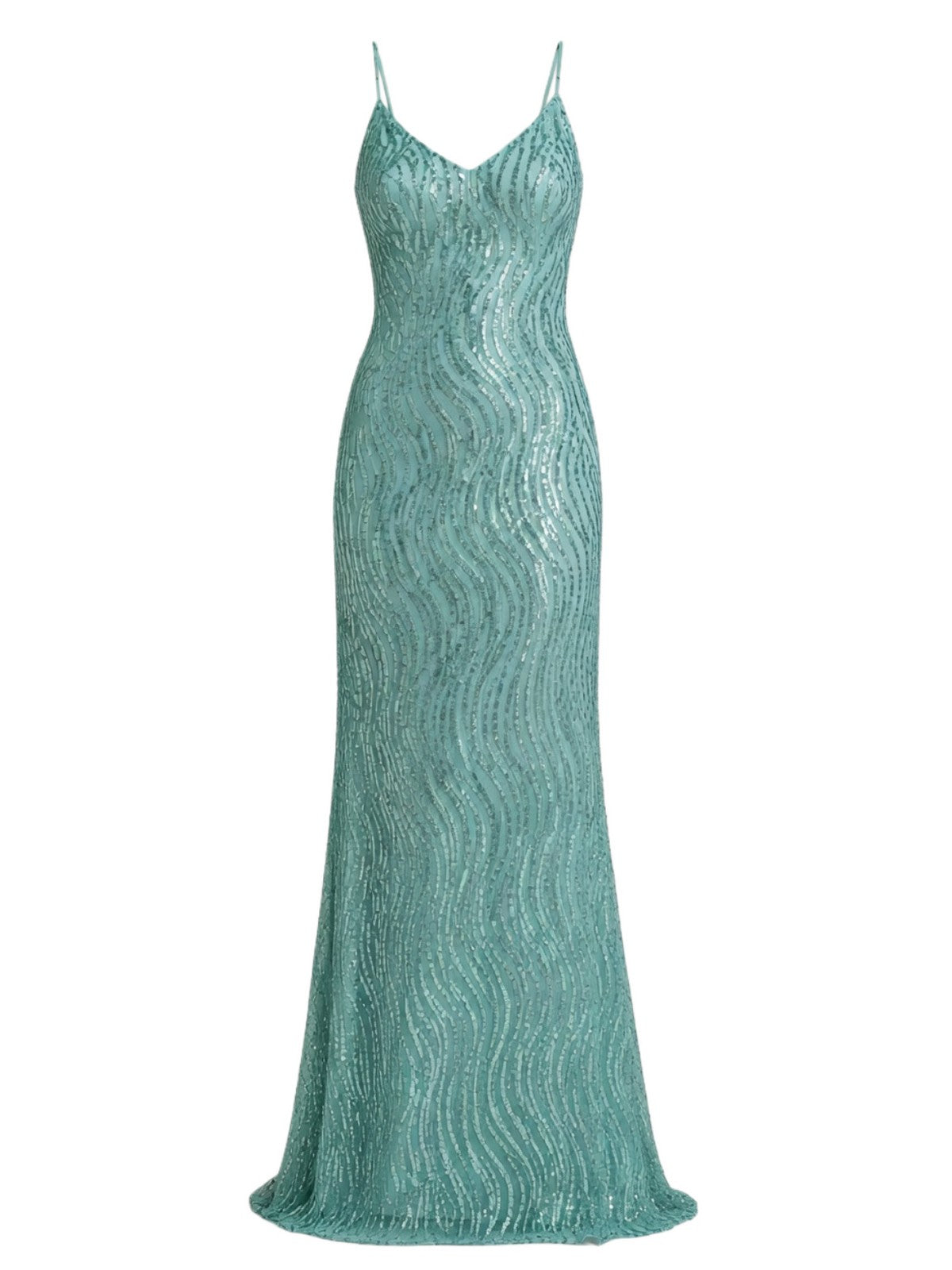 Actualee Abito Donna Verde Acqua con Paillettes Effetto Onde  AB004134 10AB