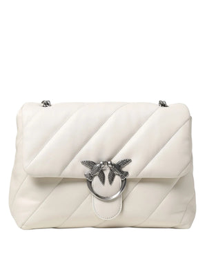 Pinko Borsa Donna Love Puff Big in Nappa Bianco Avorio con Chiusura Silver | 100037A0F2-Z14O