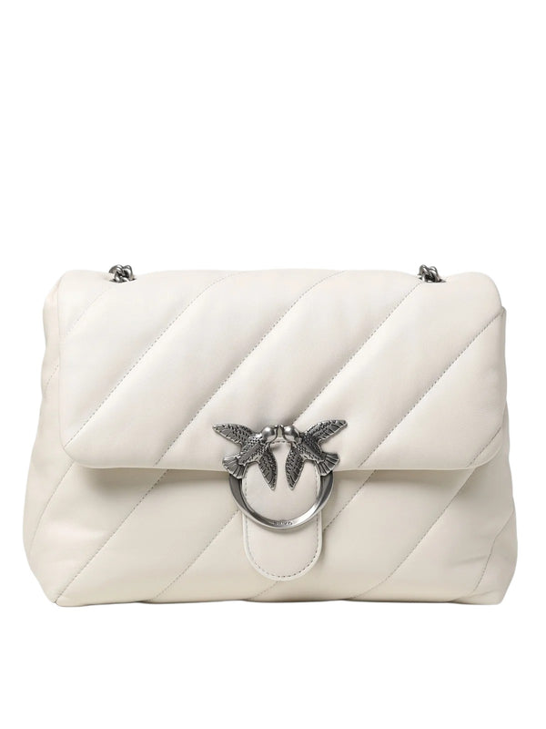 Pinko Borsa Donna Love Puff Big in Nappa Bianco Avorio con Chiusura Silver | 100037A0F2-Z14O