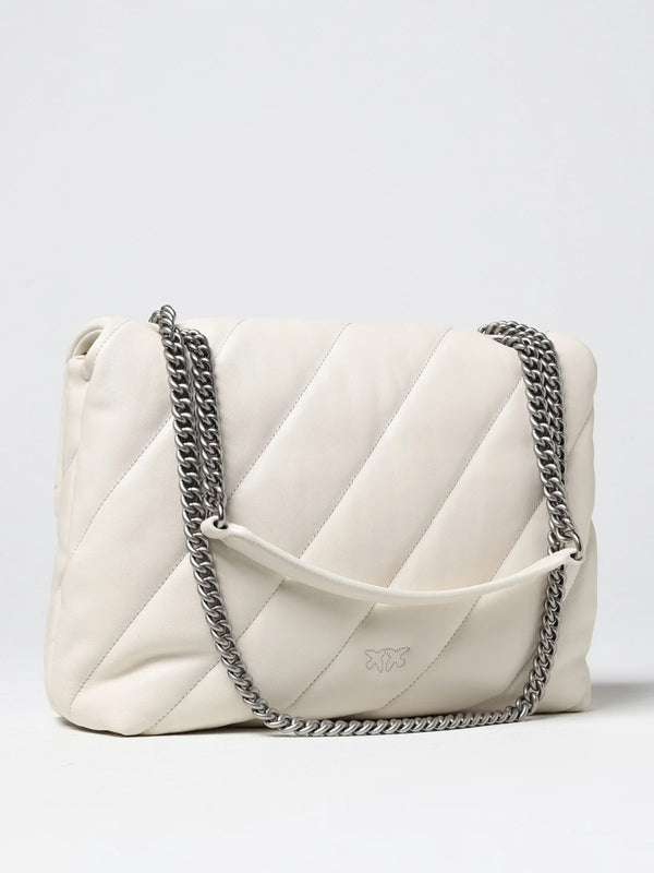 Pinko Borsa Donna Love Puff Big in Nappa Bianco Avorio con Chiusura Silver | 100037A0F2-Z14O