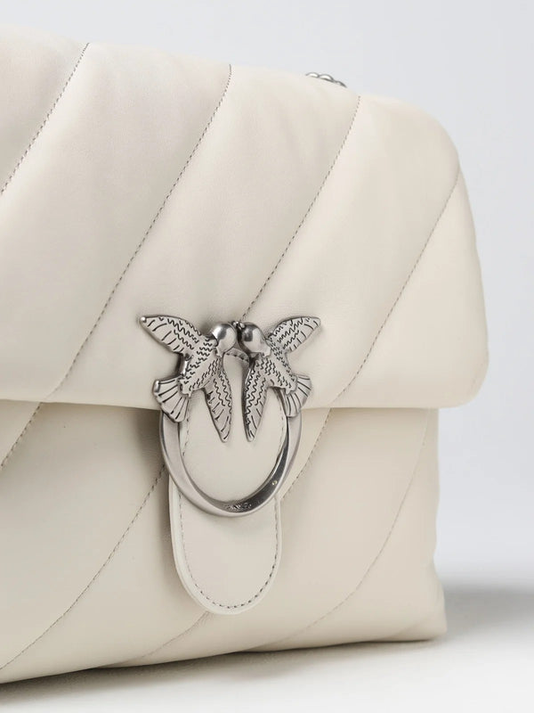 Pinko Borsa Donna Love Puff Big in Nappa Bianco Avorio con Chiusura Silver | 100037A0F2-Z14O