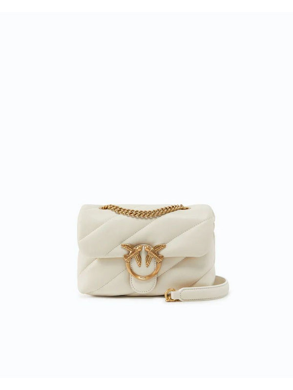 Pinko Borsa Donna Love Puff Mini Bianco Seta Antique Gold 100039A0F2-Z14Q