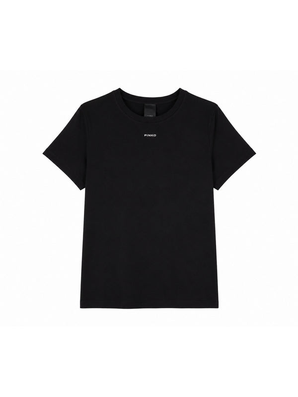 Pinko T-Shirt Donna Nera con Logo Ricamato BASICO Jersey 100373A2RE-Z05