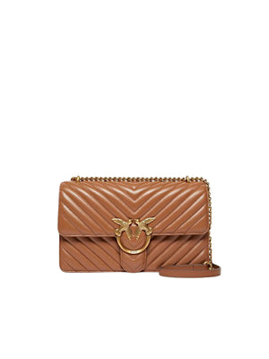 Pinko Borsa Donna Love One Classic Chevron Marrone Leone Antique Gold 100941A0GK-L17Q