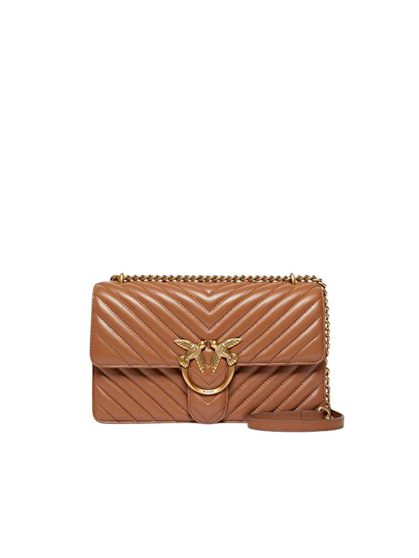 Pinko Borsa Donna Love One Classic Chevron Marrone Leone Antique Gold 100941A0GK-L17Q