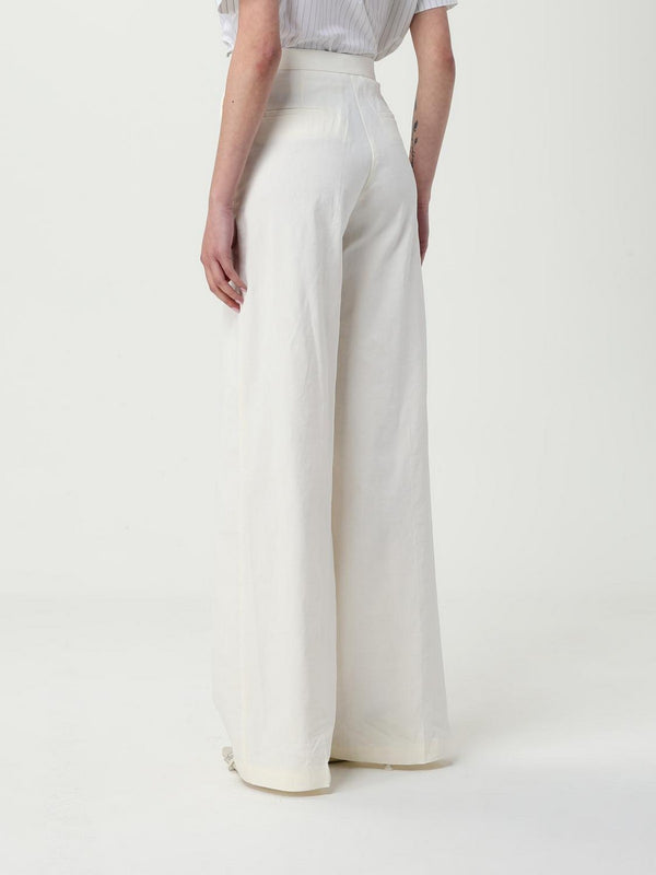 Pinko Pantalone Jacopone Donna Bianco Panna a Palazzo in Lino Stretch | 104929A0IM-Z07