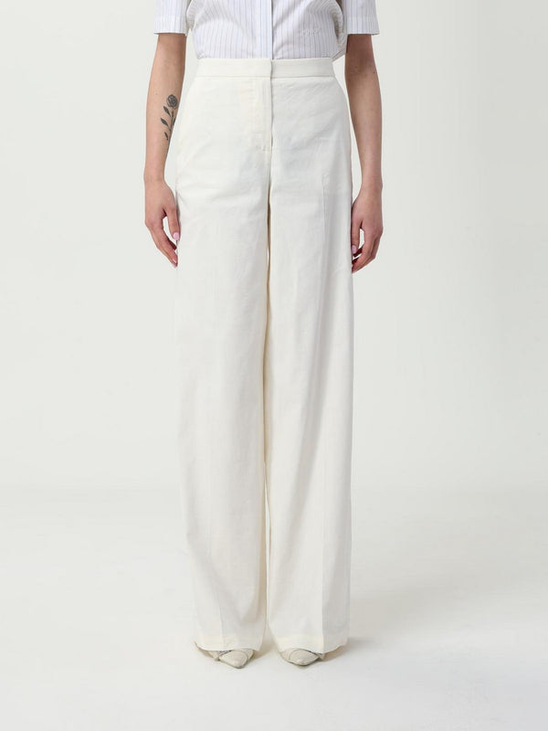 Pinko Pantalone Jacopone Donna Bianco Panna a Palazzo in Lino Stretch | 104929A0IM-Z07