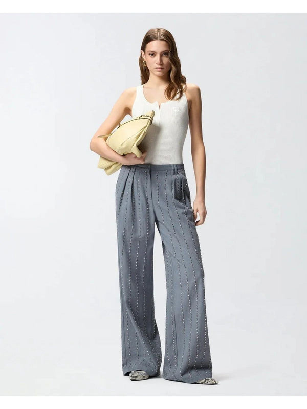 Pinko Pantalone Donna Penny in Cotone con Righe Gioiello Grigio 106239A324-K05
