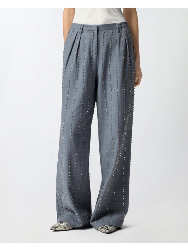 Pinko Pantalone Donna Penny in Cotone con Righe Gioiello Grigio | 106239A324-K05