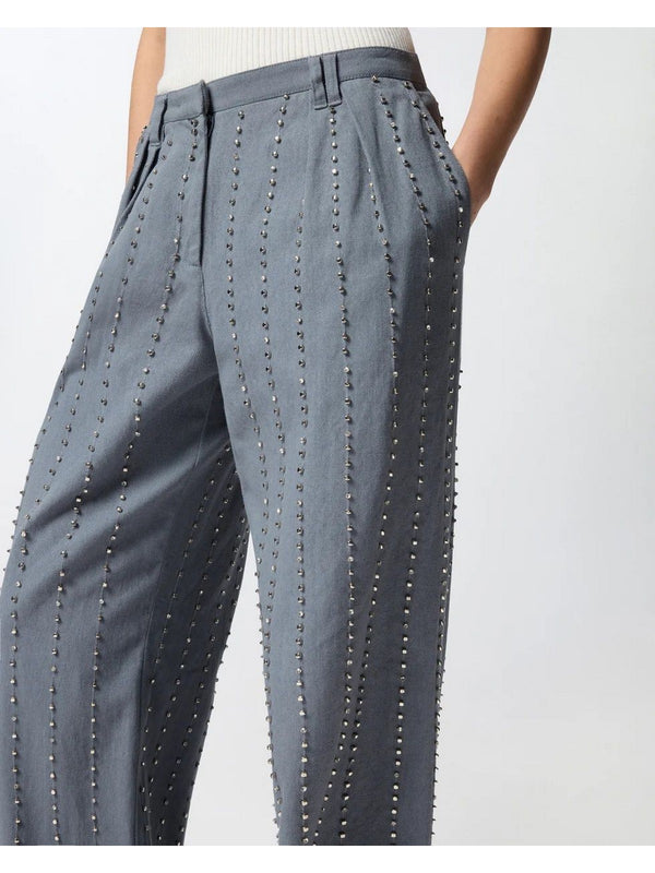 Pinko Pantalone Donna Penny in Cotone con Righe Gioiello Grigio | 106239A324-K05