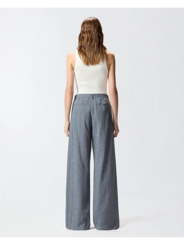 Pinko Pantalone Donna Penny in Cotone con Righe Gioiello Grigio | 106239A324-K05