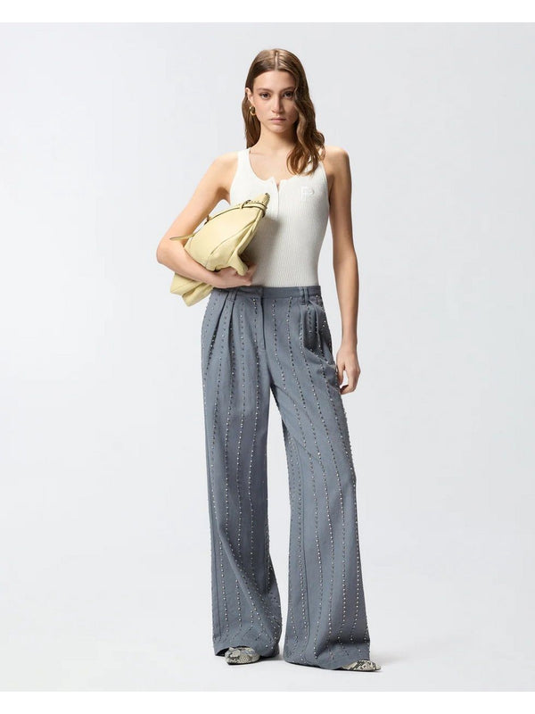 Pinko Pantalone Donna Penny in Cotone con Righe Gioiello Grigio | 106239A324-K05