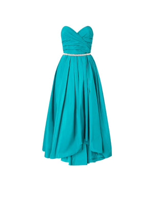 Pinko Abito Dattero Donna Verde Mattonella in Taffetà con Cintura Gioiello - 106254A327 V76