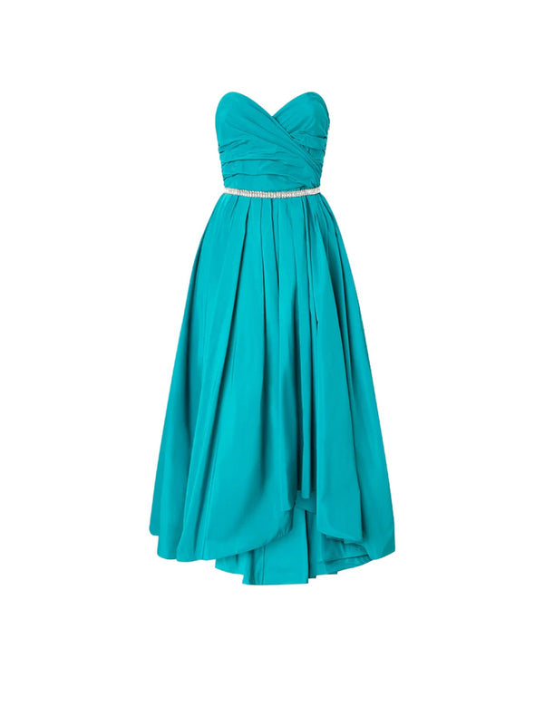 Pinko Abito Dattero Donna Verde Mattonella in Taffetà con Cintura Gioiello - 106254A327 V76