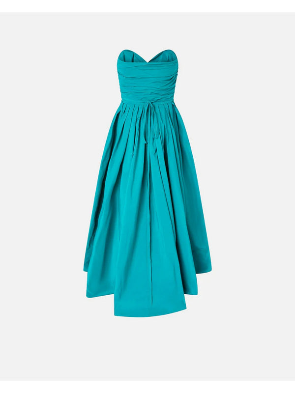 Pinko Abito Dattero Donna Verde Mattonella in Taffetà con Cintura Gioiello - 106254A327 V76