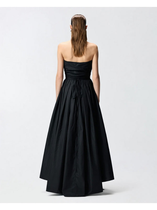 Pinko Abito Lungo Donna Dattero in Taffetà Nero Z99 con Cintura Gioiello - 106254A327