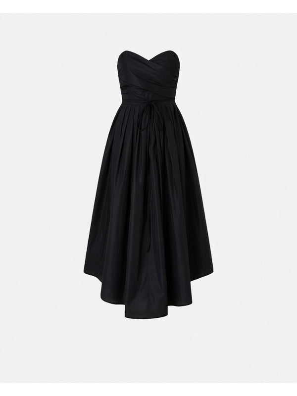Pinko Abito Lungo Donna Dattero in Taffetà Nero Z99 con Cintura Gioiello - 106254A327