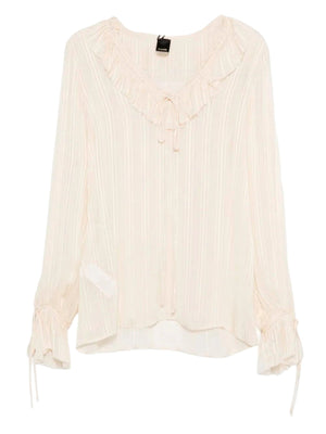 Pinko Biddy Blusa Donna C00 Bianco Cigno in Viscosa Pekin - 106276A373