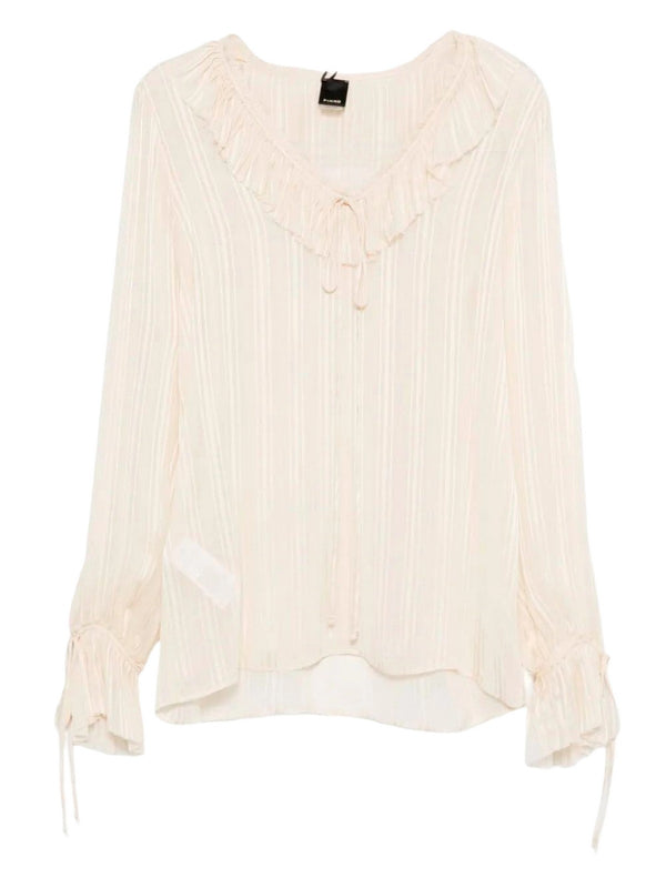 Pinko Biddy Blusa Donna C00 Bianco Cigno in Viscosa Pekin - 106276A373