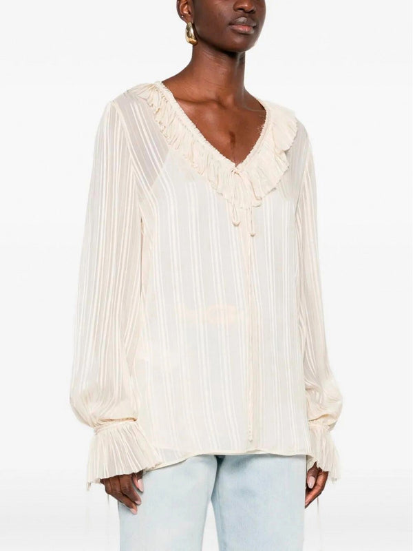 Pinko Biddy Blusa Donna C00 Bianco Cigno in Viscosa Pekin - 106276A373