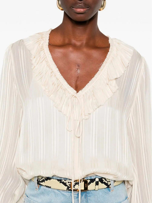 Pinko Biddy Blusa Donna C00 Bianco Cigno in Viscosa Pekin - 106276A373