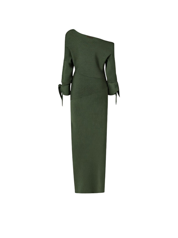 Pinko Brina Abito Lungo Donna Verde Oliva ZL7 in Ecoviscosa Shiny - 106313A347
