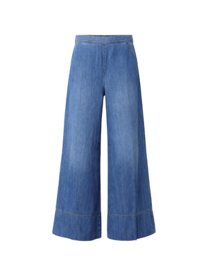 Pinko Pantalone Spiaggia Donna in Light Denim Blu Medio a Palazzo - 106398A33J C03