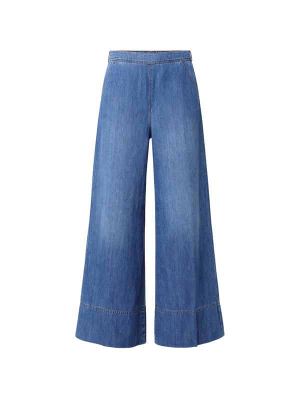 Pinko Pantalone Spiaggia Donna in Light Denim Blu Medio a Palazzo - 106398A33J C03
