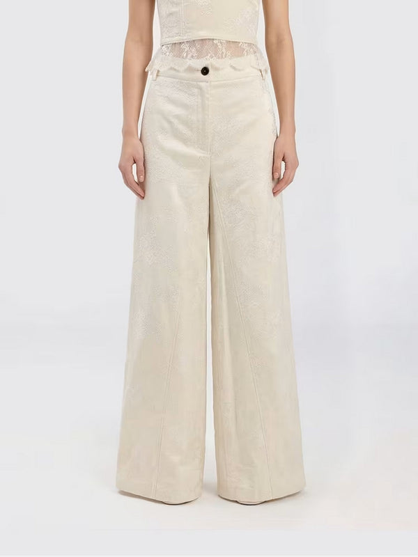 Pinko Pantalone Donna Ivy in Lino Accoppiato Beige Naturale - 106528A374-C03
