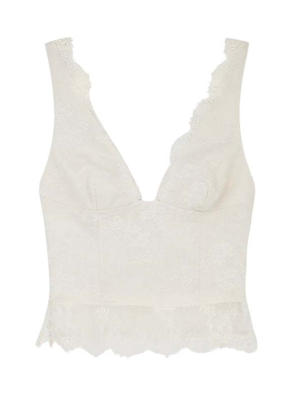 Pinko Top Donna Janessa in Lino Accoppiato Beige Naturale - 106571A374-C03