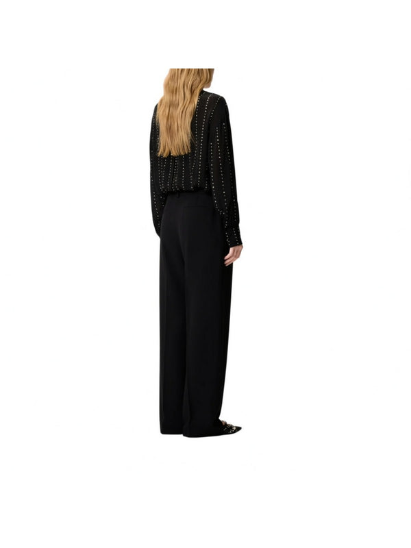 Pinko Pantalone Donna Paula Fluido Nero Palazzo Elegante - 106607A18E-Z99