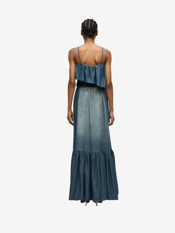 Pinko Abito Lungo Donna Chiarodiluna Light Flowy in Lyocell Denim Blu - 106626A388 PJC