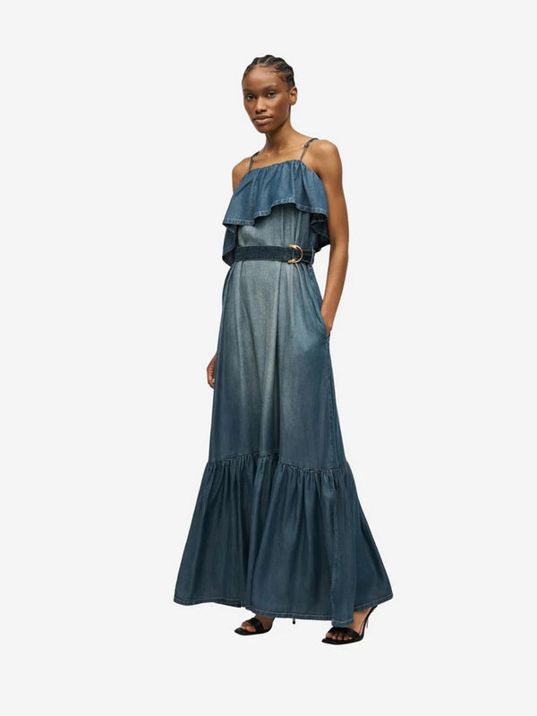 Pinko Abito Lungo Donna Chiarodiluna Light Flowy in Lyocell Denim Blu - 106626A388 PJC