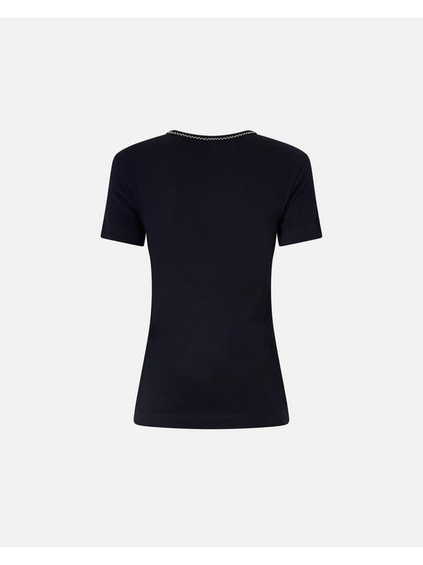 Pinko T-Shirt Donna Nera BRUGHERIO in Costina con Logo Love Birds  106815A3AL-ZZ2