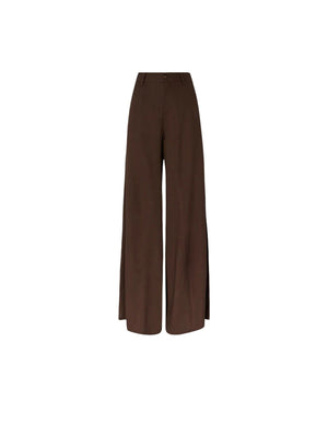 PINKO Pantalone Donna Palazzo Winona Marrone Scuro in Lino - 108139A3U9 L68