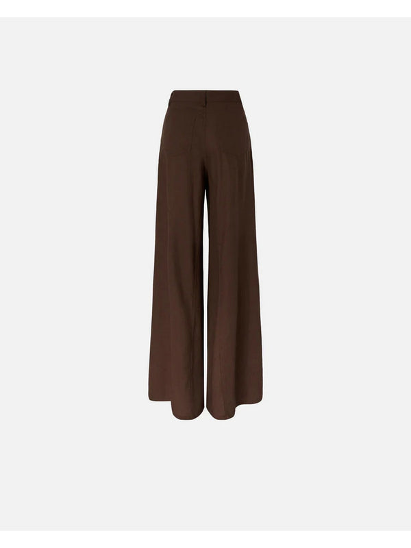 PINKO Pantalone Donna Palazzo Winona Marrone Scuro in Lino - 108139A3U9 L68