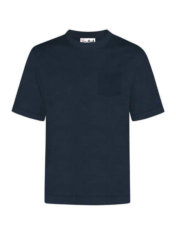 Mc2 Saint Barth Jersey Stretch Piquet T-Shirt Bakewell Piquet 61 Blue Navy - Bkw0001