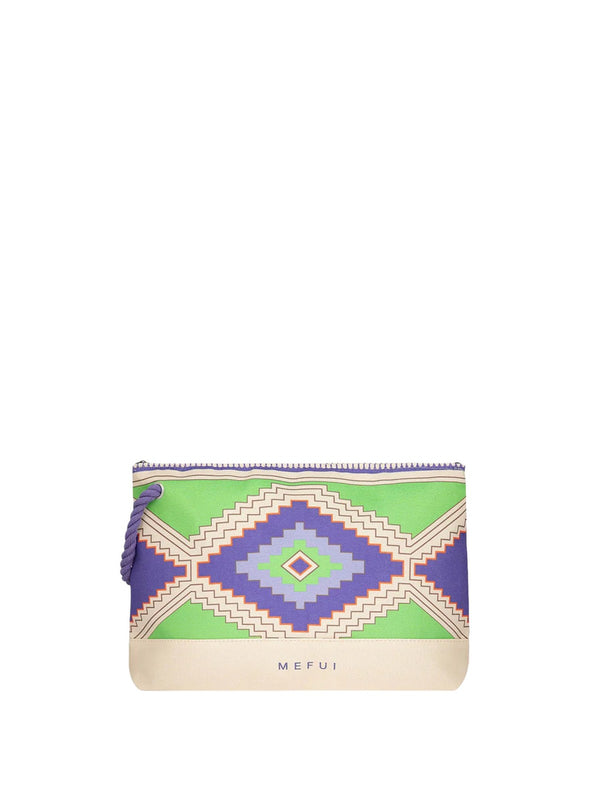 Me Fui Maxi Pochette Donna Fantasia Verde e Viola con Zip  MA26-SW0005X40