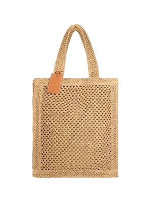 Me Fui Borsa Mare Donna in Rafia Marrone Chiaro Intrecciata  MA26-SW0050LB