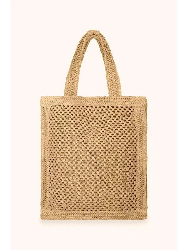 Me Fui Borsa Mare Donna in Rafia Marrone Chiaro Intrecciata  MA26-SW0050LB