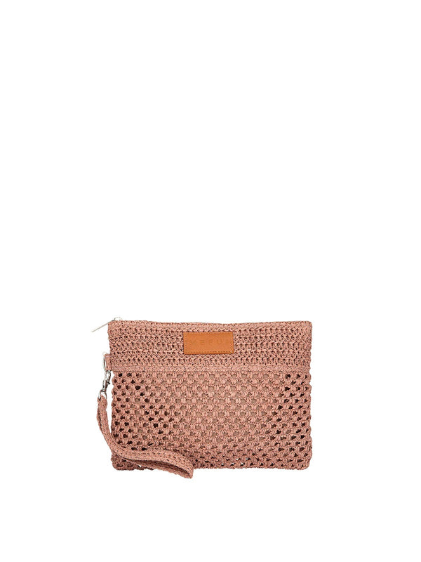 Me Fui Mini Pochette Donna Rosa in Rafia con Zip e Polsiera  MA26-SW0055PK