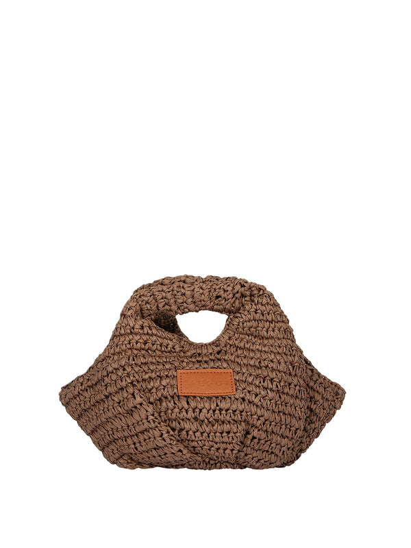 Me Fui Borsa Donna Marrone in Rafia Intrecciata con Manici  MA26-SW0065BN