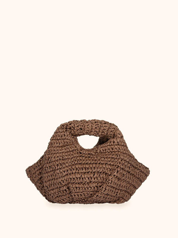 Me Fui Borsa Donna Marrone in Rafia Intrecciata con Manici  MA26-SW0065BN