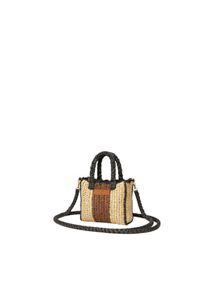 Me Fui Mini Borsa Donna Beige in Rafia Intrecciata con Tracolla  MA26-SW0080BG