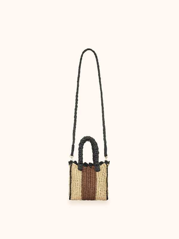 Me Fui Mini Borsa Donna Beige in Rafia Intrecciata con Tracolla  MA26-SW0080BG