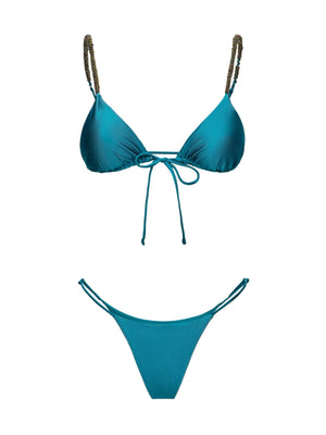 Me Fui Bikini Donna Petrolio Triangolo con Slip Fisso  MF26-SW0120PT
